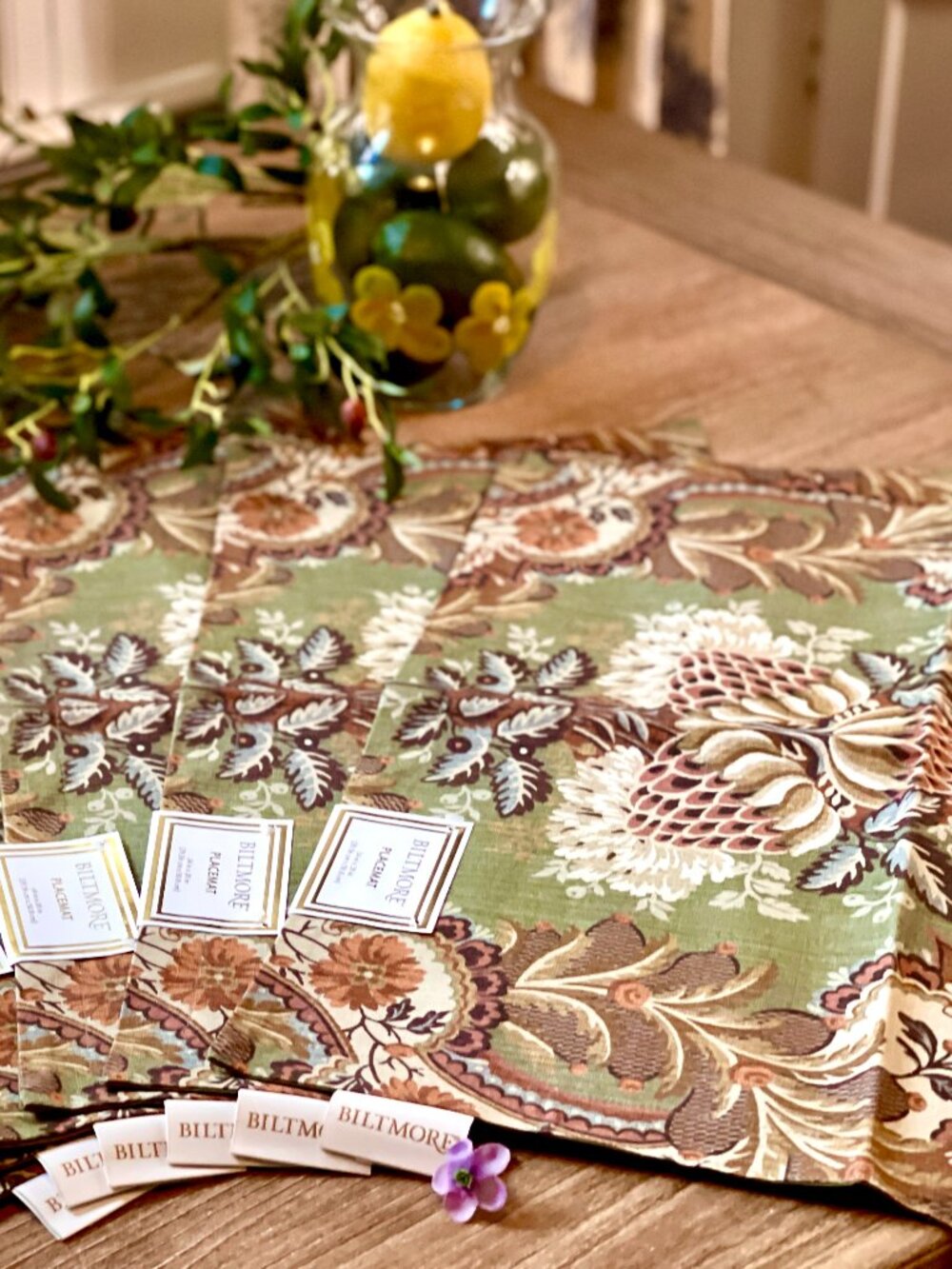 Biltmore Fall Tapestry Floral Jacquard Placemats Set of 6 NWT